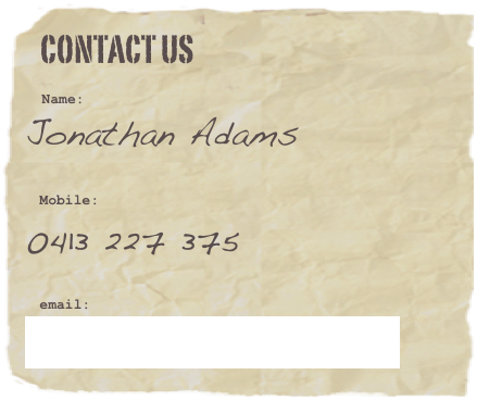    CONTACT US

  Name:
Jonathan Adams
  Mobile: 
0413 227 375

  email:
 bibletruck@gmail.com